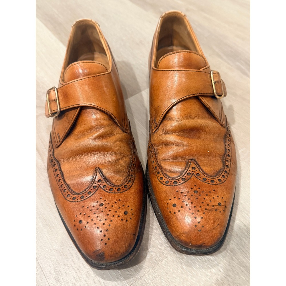 Peal & Co 9.5 D Brown Double Monk Strap Brogue Leather Made in England Heritage